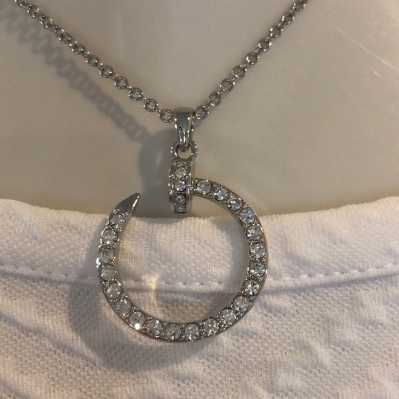 PARK LANE SILVER CRYSTAL PAVE CREST NECKLACE - Picture 2 of 9